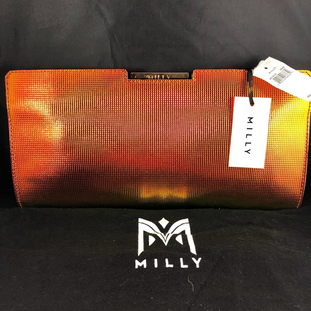 Milly Orange/Yellow/Green Tone Iridescent Clutch